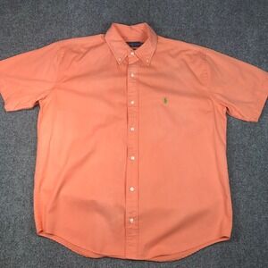 Ralph Lauren Blake Short Sleeve Button Down Shirt Coral XL Cotton Men Casual